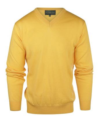 Pullover merino wol v-hals | Geel
