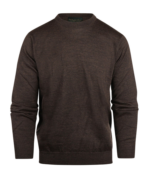 Pullover Merino wol ronde hals | Donker Bruin
