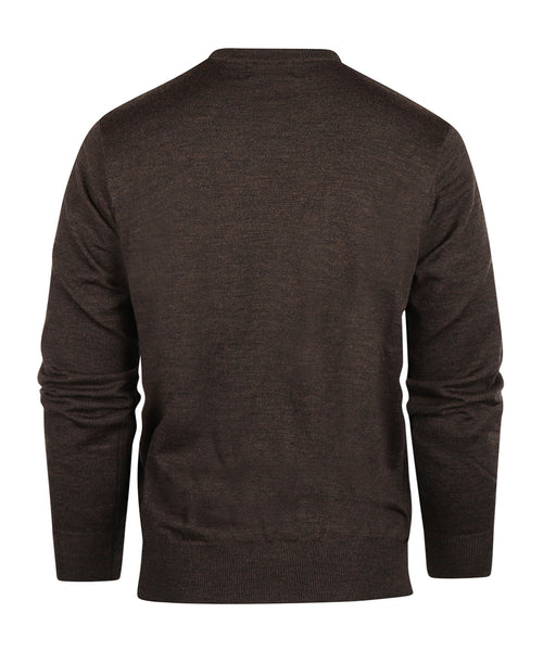 Pullover Merino wol ronde hals | Donker Bruin