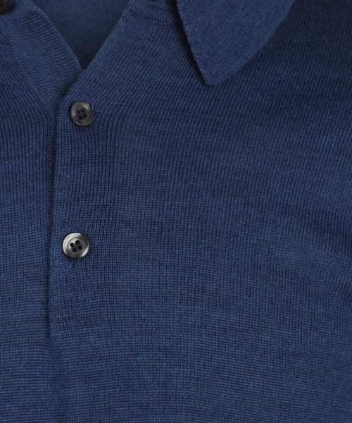 Pullover polo merino wol | Blauw