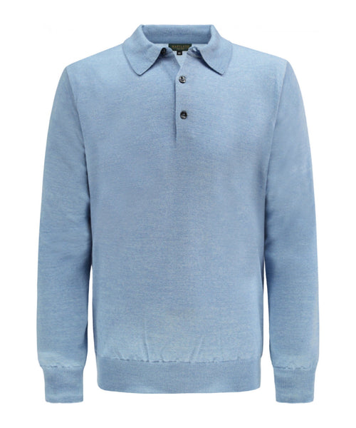 Pullover polo merino wol | Licht Blauw