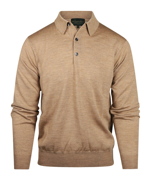 Pullover polo merino wol | Bruin