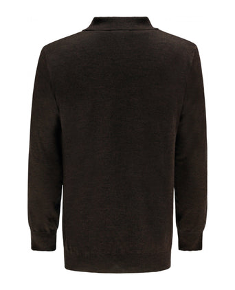 Pullover polo merino wol | Donker Bruin