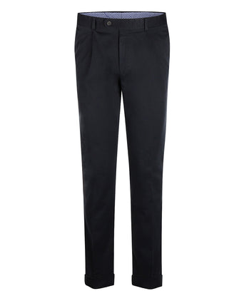 Pantalon Blackpool Bandplooi met Omslag | Navy Blauw