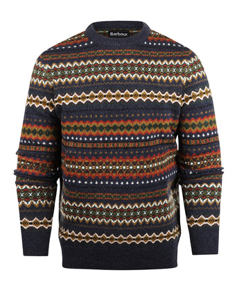 Barbour Pullover Fairisle Ronde Hals | Navy Blauw