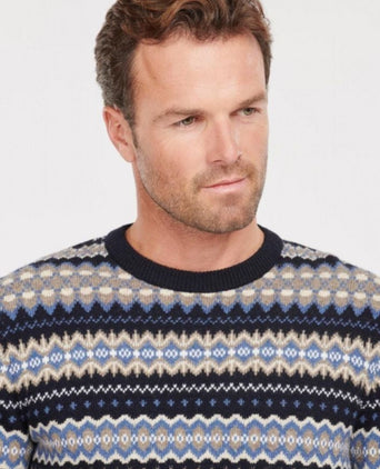 Barbour Pullover Fairisle Ronde Hals | Nacht Blauw