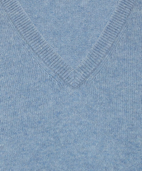 Pullover klassiek Lamswol v-hals | Blauw