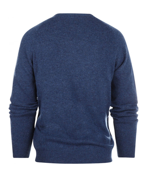 Pullover klassiek Lamswol v-hals | Blauw
