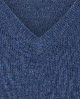 Pullover klassiek Lamswol v-hals | Blauw