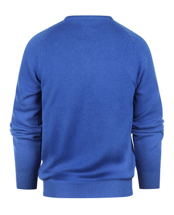 Pullover klassiek Lamswol v-hals | Blauw