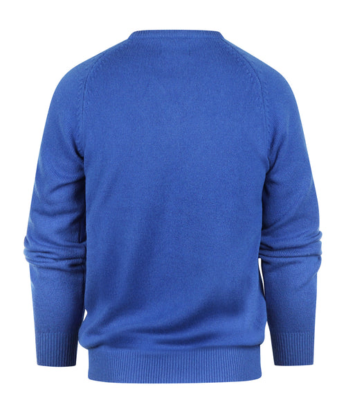 Pullover klassiek Lamswol v-hals | Blauw
