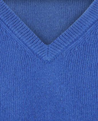 Pullover klassiek Lamswol v-hals | Blauw