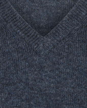 Pullover klassiek Lamswol v-hals | Denim Blauw