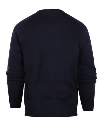 Pullover klassiek Lamswol v-hals | Navy Blauw