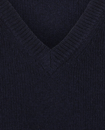 Pullover klassiek Lamswol v-hals | Navy Blauw