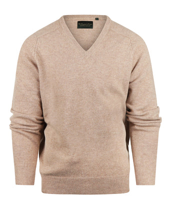 Pullover klassiek Lamswol v-hals | Bruin