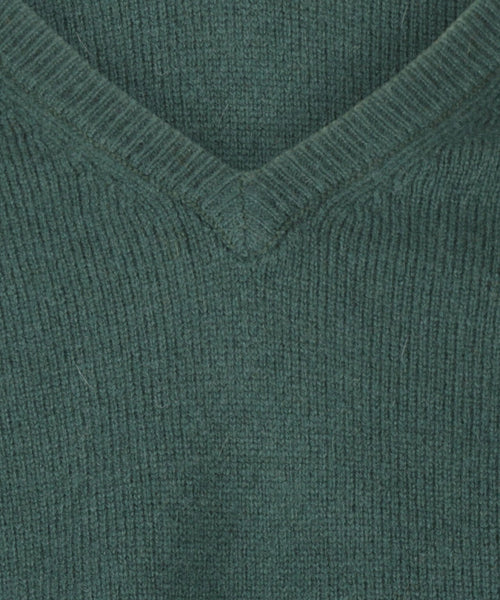 Pullover klassiek Lamswol v-hals | Groen