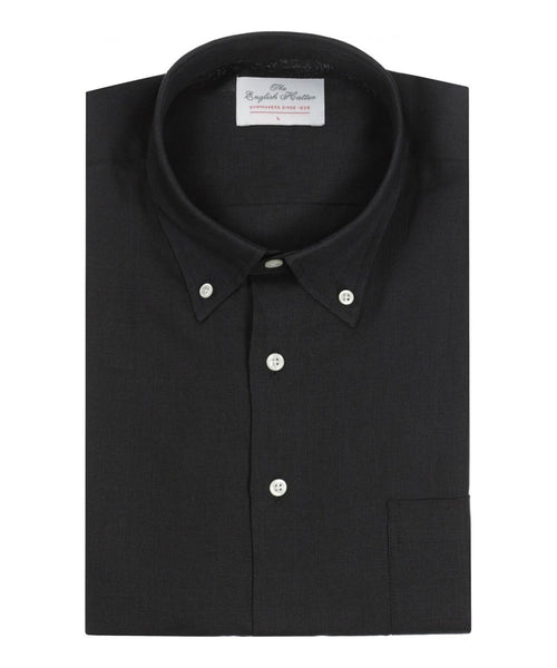 Overhemd linnen lange mouwen | Zwart