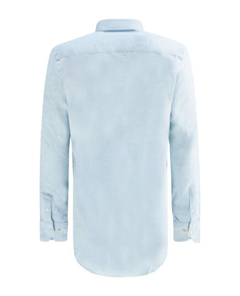 Overhemd linnen lange mouwen | Blauw