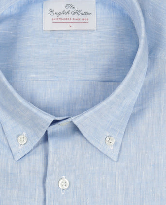 Overhemd linnen lange mouwen | Blauw