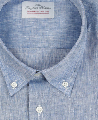 Overhemd linnen lange mouwen | Blauw