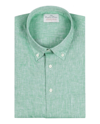 Overhemd linnen lange mouwen | Groen