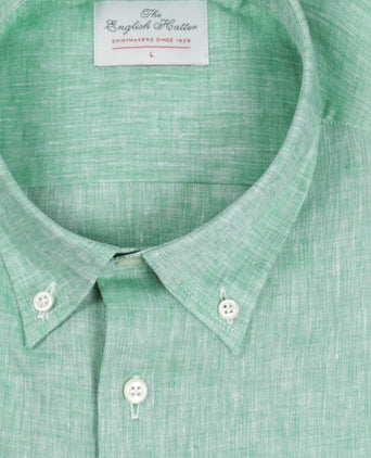 Overhemd linnen lange mouwen | Groen