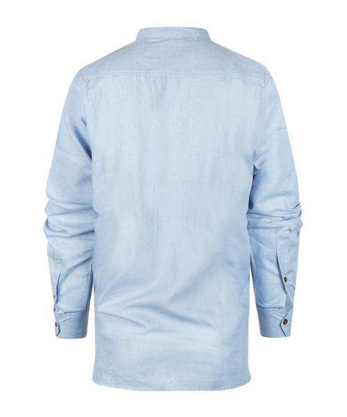 Overhemd Grandfather Shirt linnen | Blauw