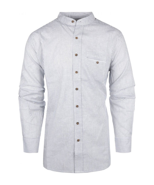 Overhemd Grandfather Shirt linnen | Blauw