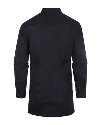 Overhemd Grandfather Shirt linnen | Navy Blauw