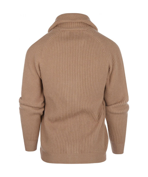 William Lockie Knoop Vest Sjaalkraag | Camel