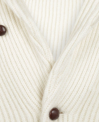 William Lockie Knoop Vest Sjaalkraag | Ecru