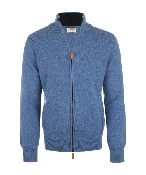 William Lockie Rits Vest Lamswol | Blauw