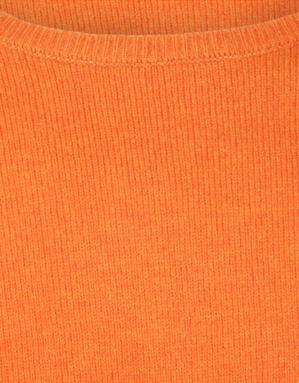 Lammwollpullover mit Rundhalsausschnitt | Orange