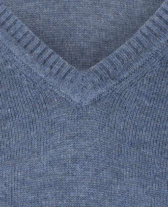 Pullover katoen v-hals | Blauw