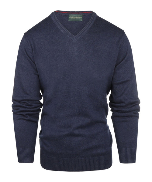 Pullover katoen v-hals | Navy Blauw