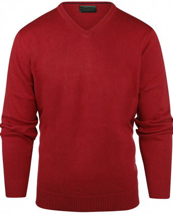 Pullover katoen v-hals | Rood