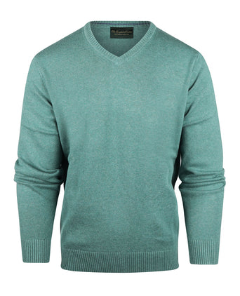 Pullover katoen v-hals | Groen