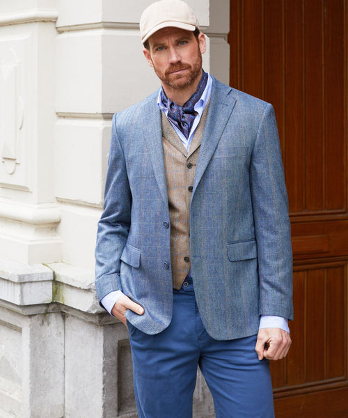 Pantalon Boston Bandplooi en Omslag | Blauw