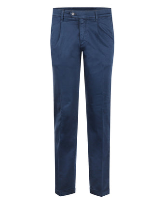 Pantalon Boston Bandplooi en Omslag | Blauw