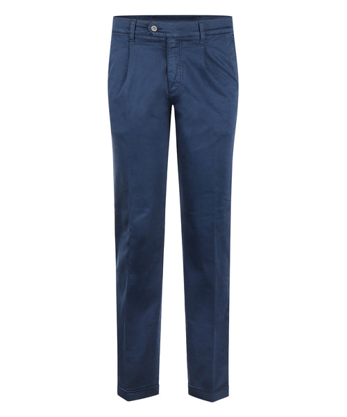 Pantalon Boston Bandplooi en Omslag | Blauw