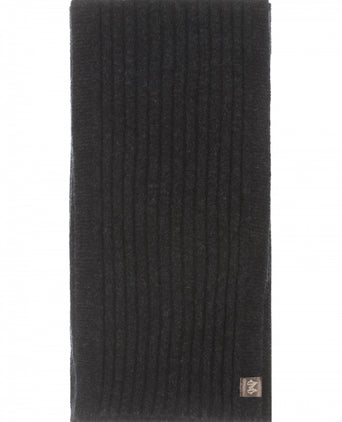 Rib Sjaal merinowol mix 165X16 | Antraciet Grijs