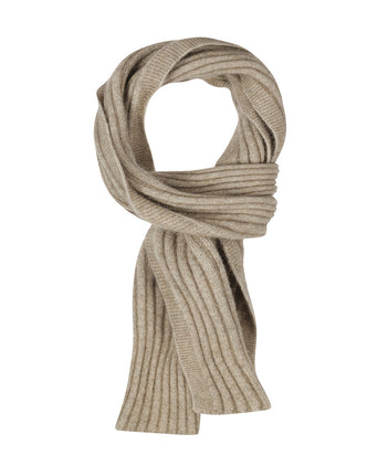 Rib Sjaal merinowol mix 165X16 | Beige