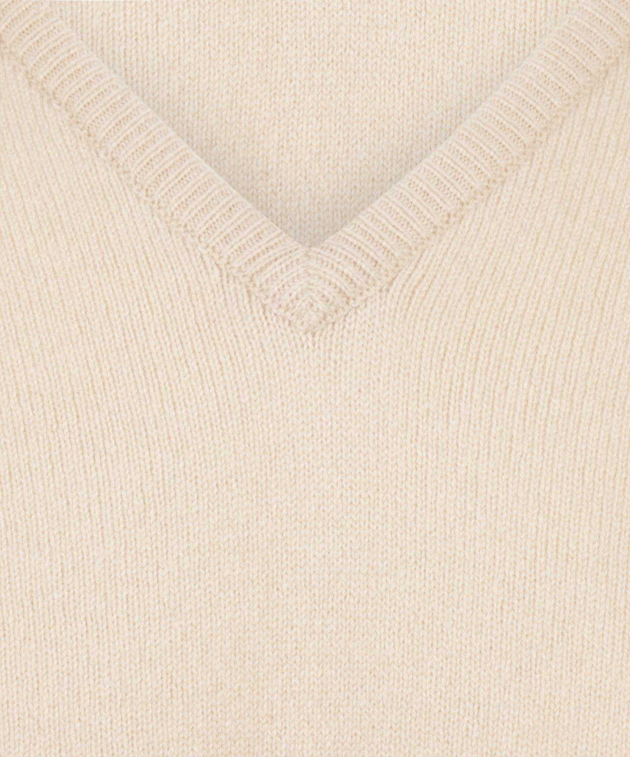 Pullover mit V-Ausschnitt aus Lammwolle *Sale* | Beige