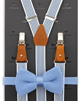 Strik/bretel combi met clips en patten | Blauw