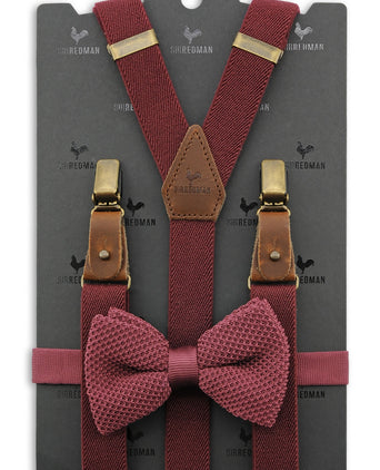 Strik/bretel combi met clips en patten | Rood