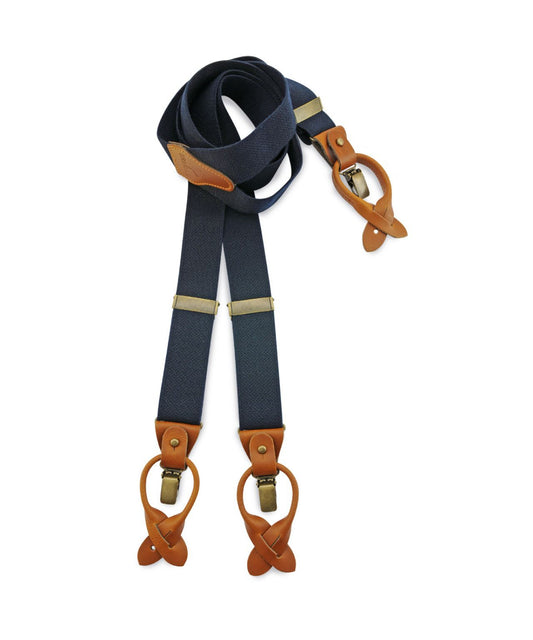 Luxe Bretels Clip/Leer | Navy