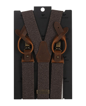 Luxe leren bretels met clips en patten | Bruin