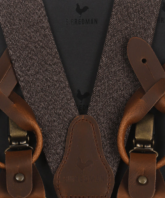 Luxe Bretels Clip/Leer | Bruin melange