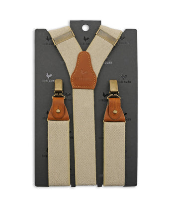 Luxe leren bretels met clips en patten | Wit